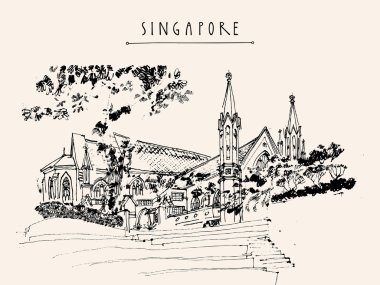 Singapur vintage kartpostal