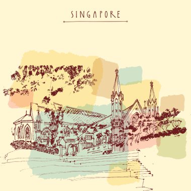 Singapur vintage kartpostal