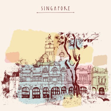 Singapur vintage kartpostal