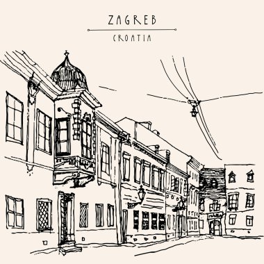 Zagreb Hırvatistan el çekilmiş kartpostal