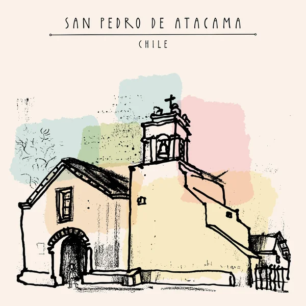 San Pedro de Atacama Chile postcard — Stok Vektör