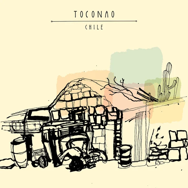 Atacamaöknen. Toconao village — Stock vektor