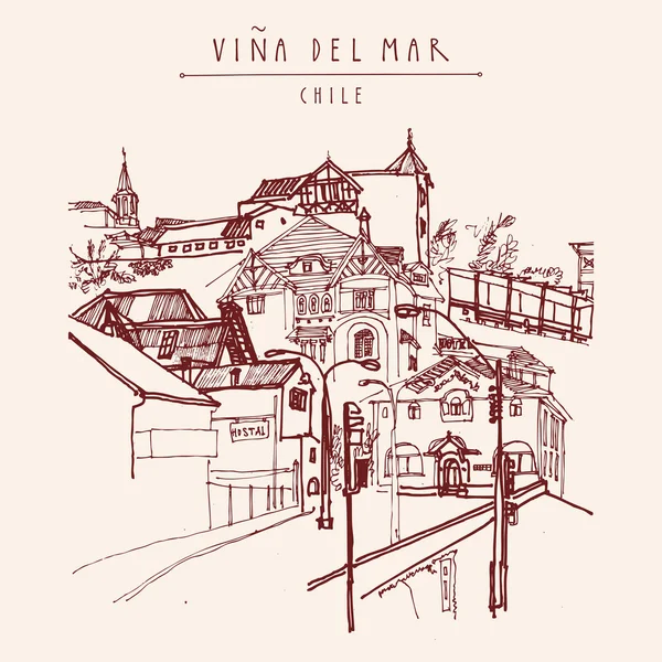 Викторианский стиль архитектуры в Вина-дель-Мар — стоковый вектор