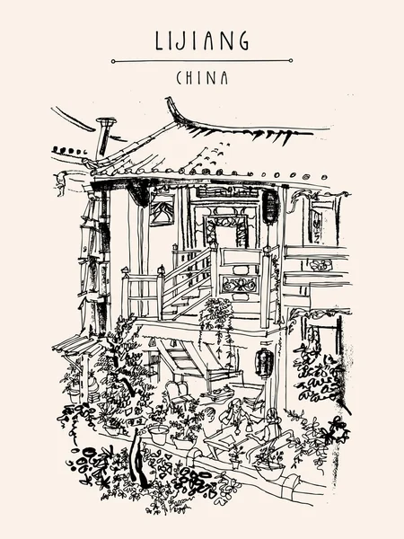 Traditional Chinese temple in  park Dali — Stockvector