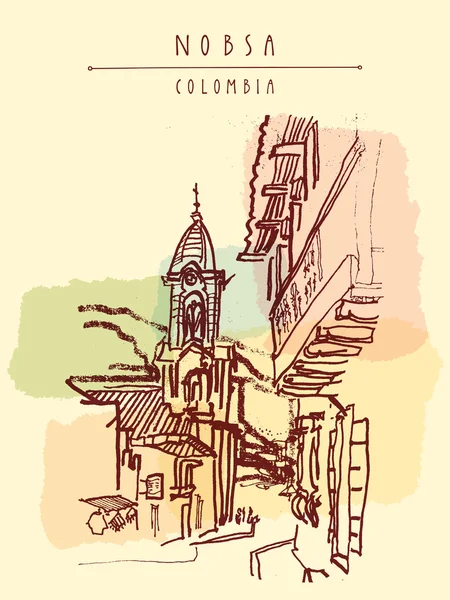 Iglesia Católica en Nobsa Colombia — Vector de stock