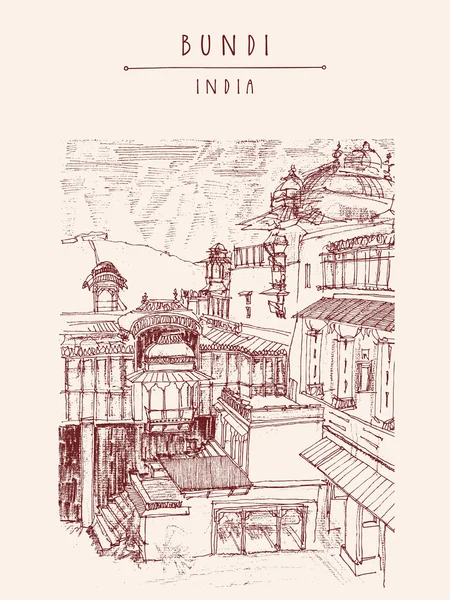 Carte postale Bundi Rajasthan Inde — Image vectorielle