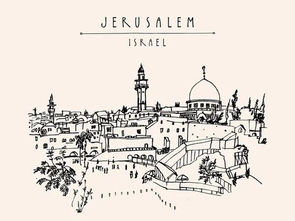 Jerusalem, Israel old city skyline — Stock Vector