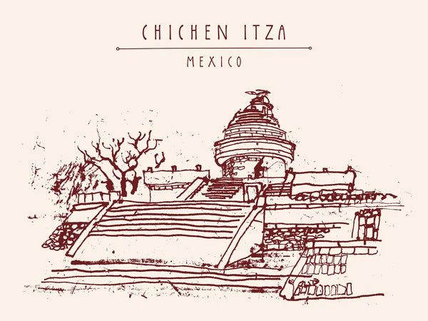 Chichen Itza Mexico briefkaart — Stockvector
