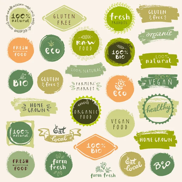 set of 100% bio organic logos