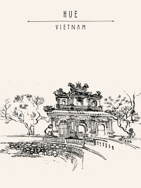 Geleneksel Vietnam mimari kartpostal