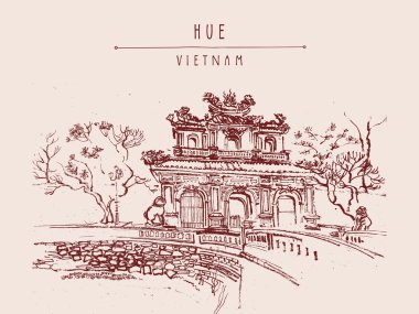 Geleneksel Vietnam mimari kartpostal