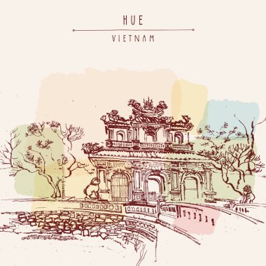Geleneksel Vietnam mimari kartpostal