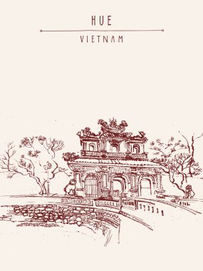 Geleneksel Vietnam mimari kartpostal