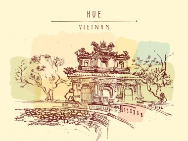 Geleneksel Vietnam mimari kartpostal