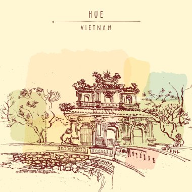 Geleneksel Vietnam mimari kartpostal