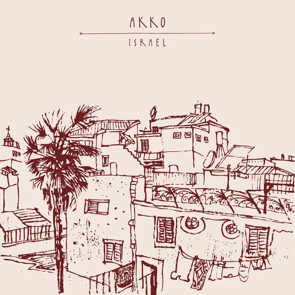 Vista de Akko, Israel — Vector de stock