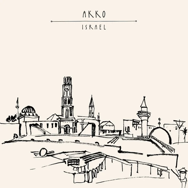 Vista de Akko, Israel — Archivo Imágenes Vectoriales