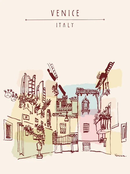 Venedig, Italien, Europa Postkarte — Stockvektor