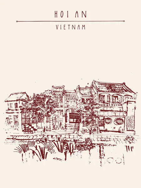 Hoi An ,Vietnam h artistic postcard — Stok Vektör