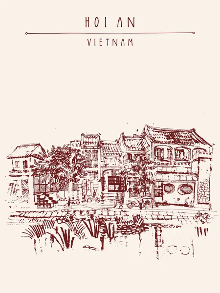 Hoi An ,Vietnam h artistic postcard — Stock Vector