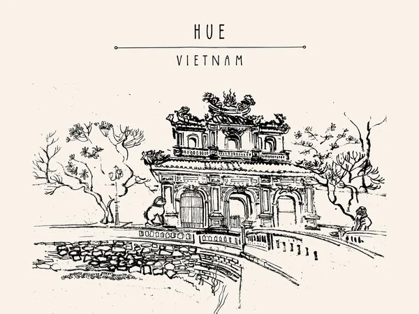 Postal tradicional de arquitectura vietnamita — Vector de stock