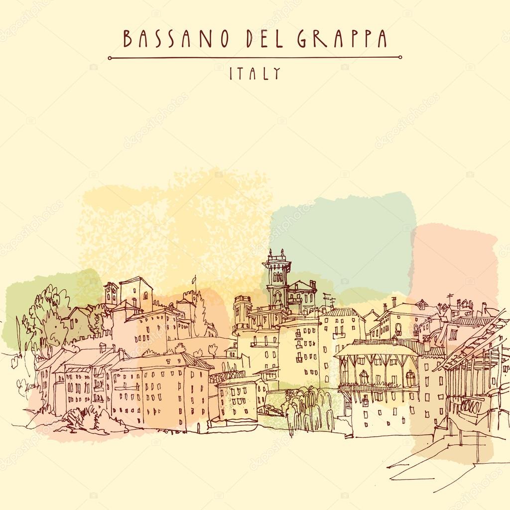 Bassano del Grappa, Italy postcard Stock Vector Image by ©babayuka
