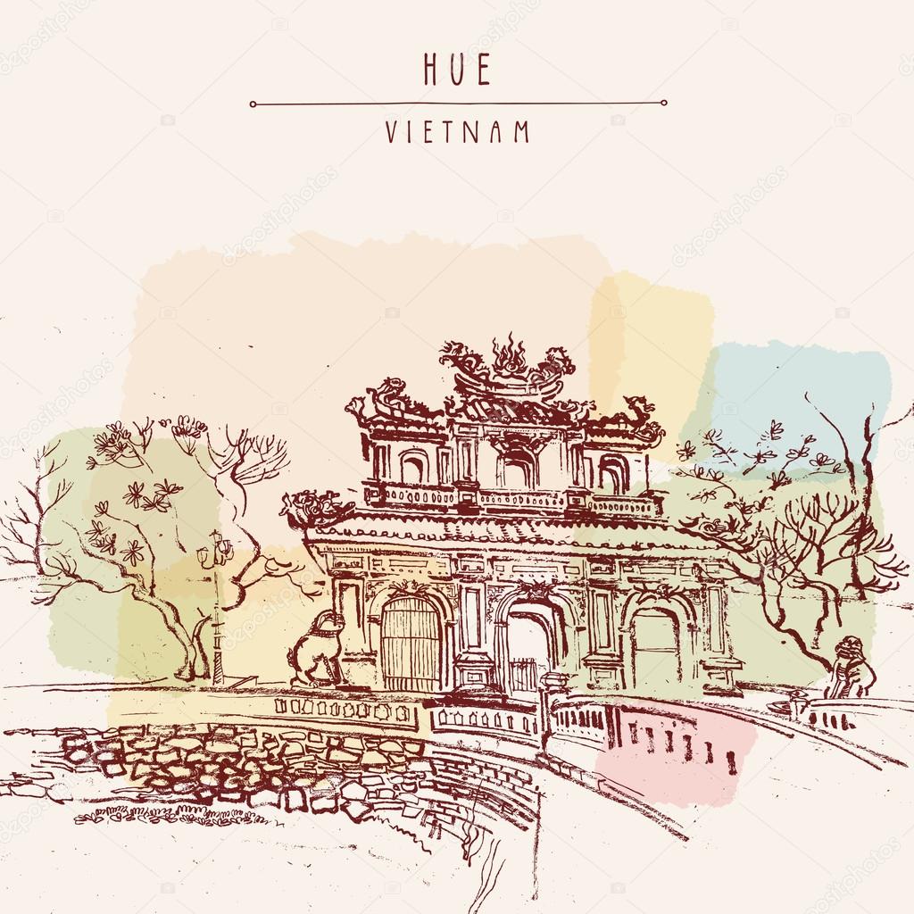 Traditional Vietnamese architecture  postcard