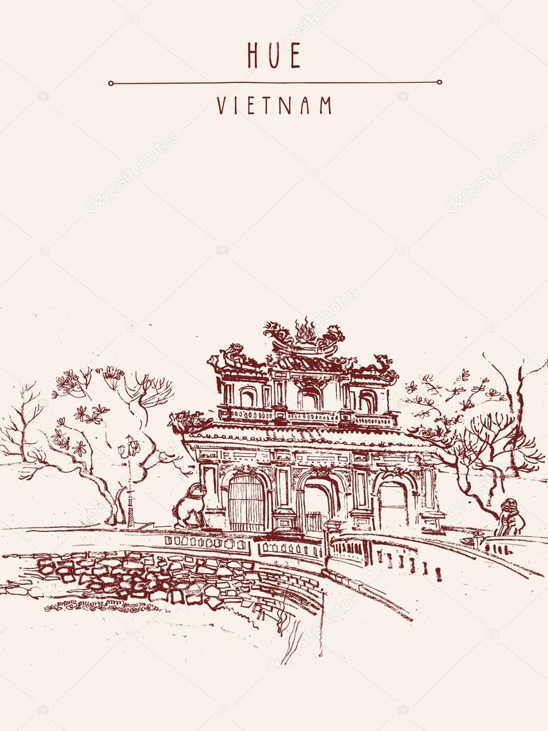 Traditional Vietnamese architecture  postcard