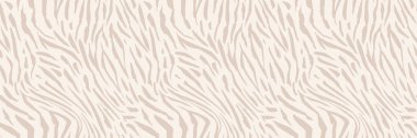 Kusursuz zebra nötr iz kalıbı. Soyut hayvan çizgileri bg. Stilize zebra deri dokusu. Safari yaban hayatı vektör geçmişini tekrarlıyor. Kaplan çizgili estetik. Mükemmel çağdaş hayvan kürkü arkaplanı