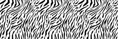 Siyah beyaz çizgili kusursuz zebra derisi dokusu, egzotik hayvan desenleri, kumaş tasarımı ve yaban hayatı temalı grafikler için ideal..