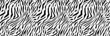 Siyah beyaz çizgili kusursuz zebra derisi dokusu, egzotik hayvan desenleri, kumaş tasarımı ve yaban hayatı temalı grafikler için ideal..