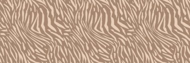 Kusursuz zebra nötr iz kalıbı. Soyut hayvan çizgileri bg. Stilize zebra deri dokusu. Safari yaban hayatı vektör geçmişini tekrarlıyor. Kaplan çizgili estetik. Mükemmel çağdaş hayvan kürkü arkaplanı