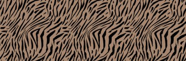 Kusursuz zebra nötr iz kalıbı. Soyut hayvan çizgileri bg. Stilize zebra deri dokusu. Safari yaban hayatı vektör geçmişini tekrarlıyor. Kaplan çizgili estetik. Mükemmel çağdaş hayvan kürkü arkaplanı