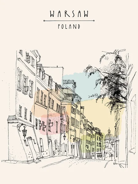 Eski Merkezi Varşova kartpostal — Stok Vektör