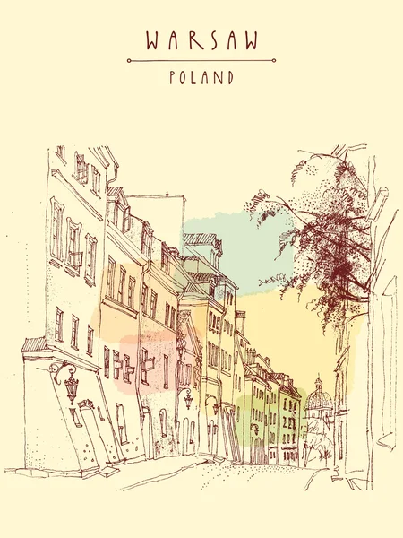 Altes Zentrum der Warschauer Postkarte — Stockvektor