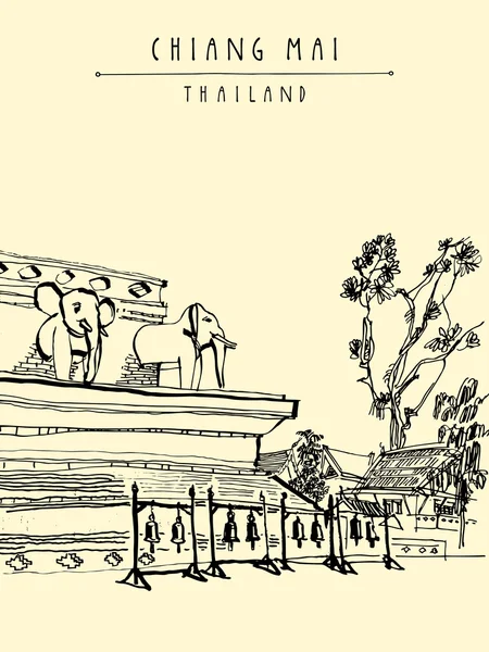 Plantilla de postal Wat Chedi Luang — Vector de stock