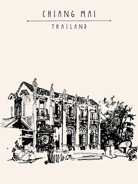 Chiang Mai postcard template. — Stock Vector