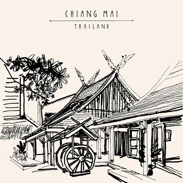 Chiang Mai in Thailand briefkaart sjabloon — Stockvector