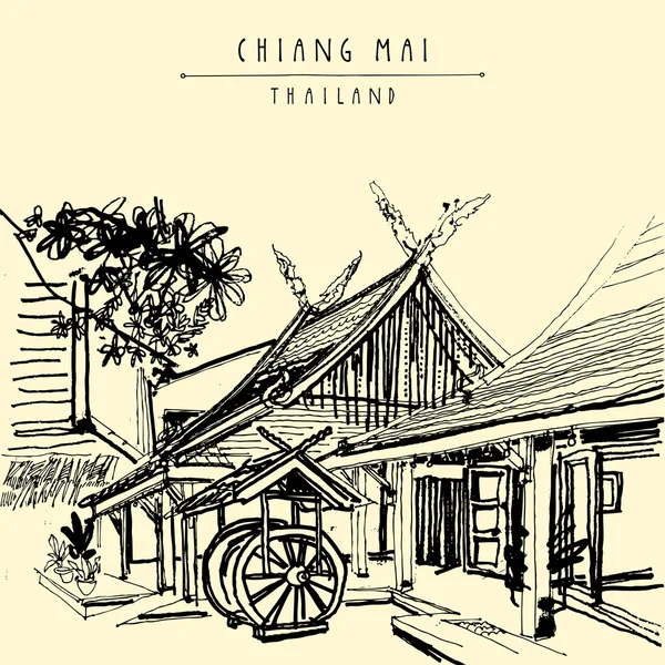 Chiang Mai en Thaïlande modèle de carte postale — Image vectorielle