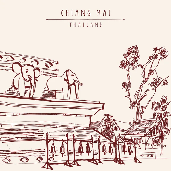 Plantilla de postal Wat Chedi Luang — Archivo Imágenes Vectoriales