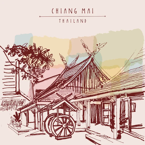 Chiang mai in der thailändischen Postkartenvorlage — Stockvektor