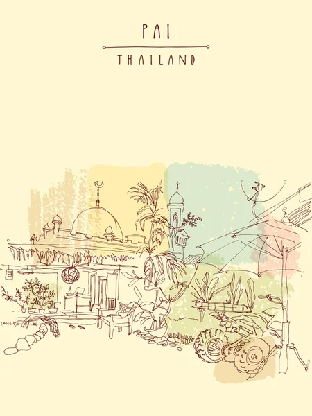 Pai Tajlandia ręcznie rysowane szablon — Wektor stockowy