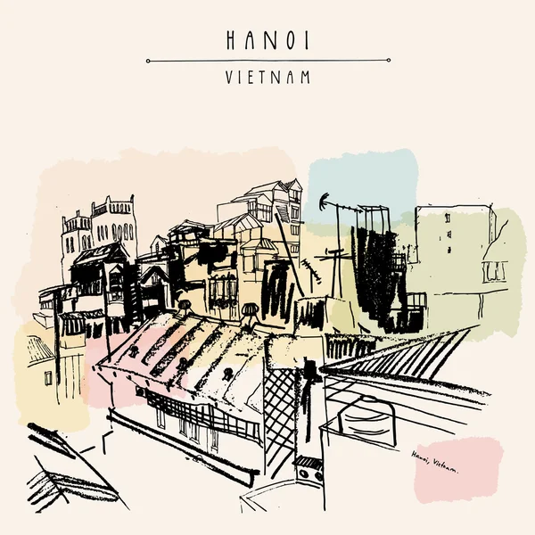 Hanoi Vietnam kartpostal — Stok Vektör