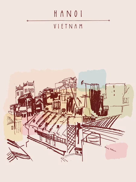 Hanoi Vietnam vykort — Stock vektor