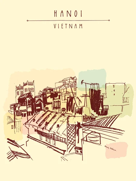 Tarjeta postal de Hanoi Vietnam — Vector de stock