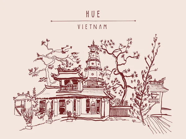 Thien Mu templo pagoda — Vector de stock