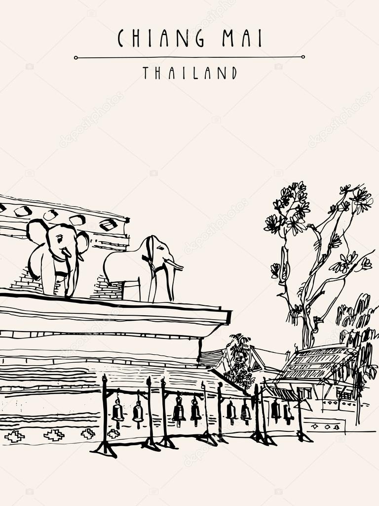 Wat Chedi Luang postcard template