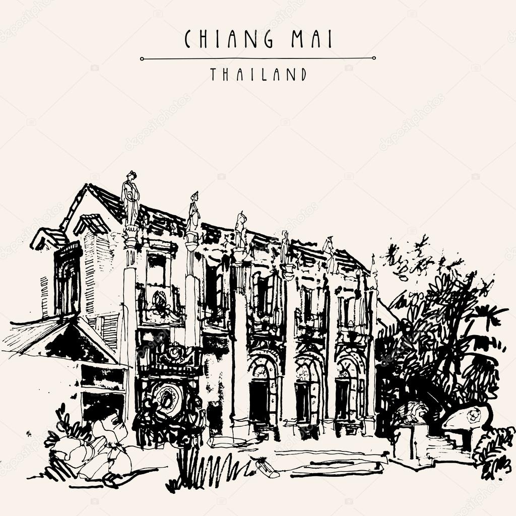 Chiang Mai postcard template.