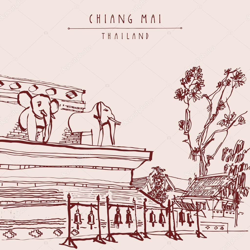 Wat Chedi Luang postcard template