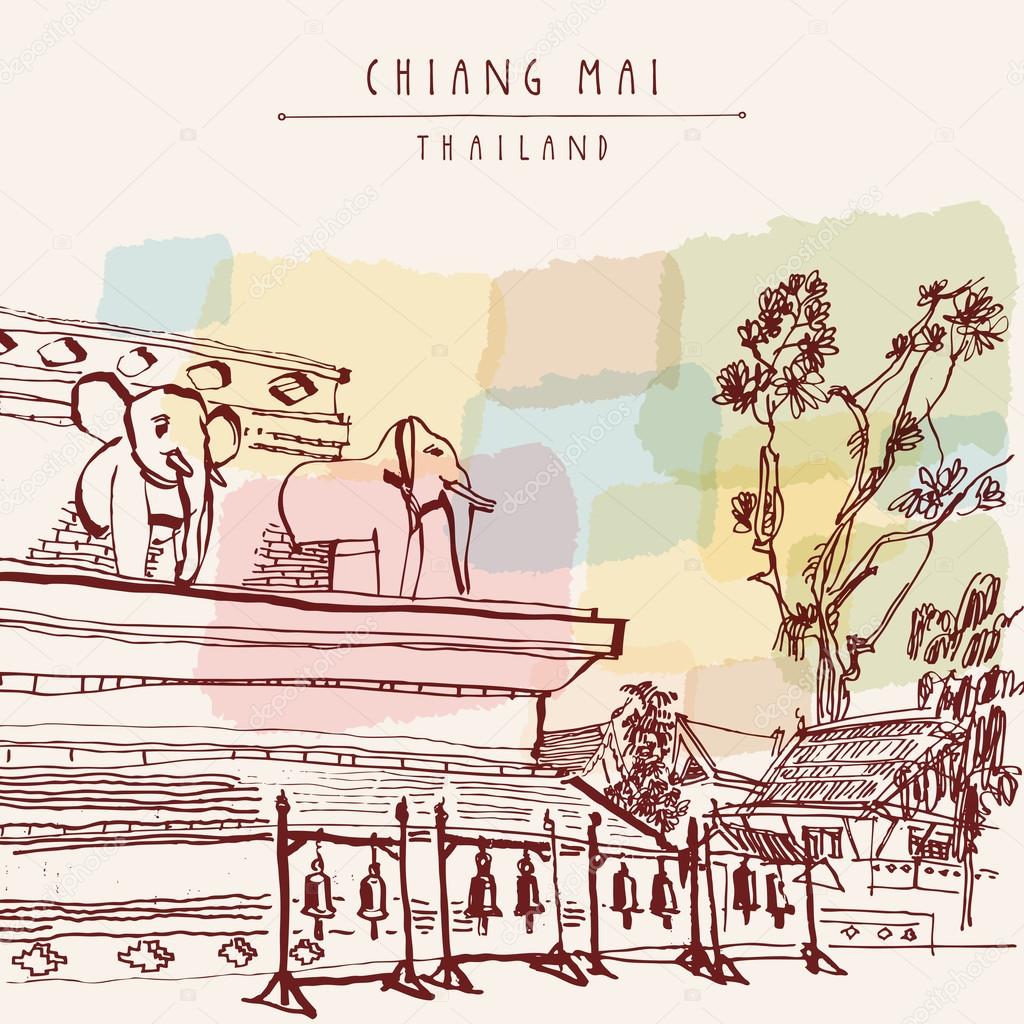 Wat Chedi Luang postcard template